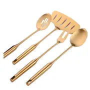 1Set Stainless Steel Gold Soup Ladle Spoon Slotted Shovel Turner Cooking Utensils Spatula Strainer Pasta Server