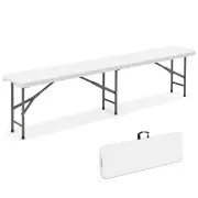 Costway180cm Outdoor Plastic Folding Bench with Handle and Lock-White