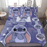 a2012 Stitch Bedding Duvet Cover, Anime Bedding Sets, 3D Printed Lightweight 3 Pieces Comforter Cover Sets with 1 Duvet Cover and 2 Pillow Pillowcases