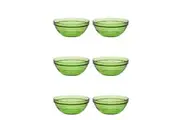 6x Duralex Gigogne 17cm 970ml Stackable Glass Noodle Soup Food Bowl Round Green