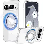 [RUNGOS] for Google Pixel 9 Pro XL Case Magsafe, 360°Rotatable Magnetic Stand & Ring Holder [Strong Magnetic] [12Ft Drop Tested] Sturdy Kickstand Case for Google Pixel 9 Pro XL Phone Case, Crystal Clear
