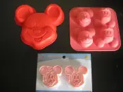 MICKEY MOUSE BIRTHDAY MINI CAKE PAN COOKIE CUTTER CHOCOLATE CANDY MOLD SET OF 3