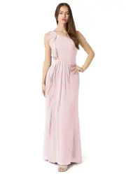 Azazie Sharon Blushing Pink A-Line One Shoulder Chiffon Dress