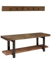Alaterre Pomona 48in Metal and Wood Storage Coat Hook with Bench