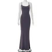Spaghetti Strap Maxi Sheath Dress Purple - M