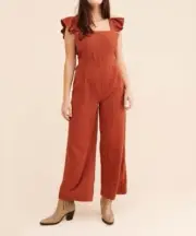 MSRP $178 Dra Cedarwood Rumi Angel-Sleeve Palazzo Jumpsuit Cedarwood Size Medium