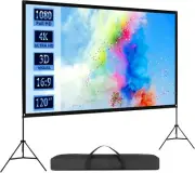 VISULAPEX 120 Inch Projector Screen with Dual Tripods: Wrinkle-Free, Strong Stan