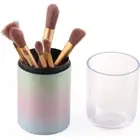 with Clear Lid Makeup Brush Holder Cute Cosmetic Storage for Vanity Covered