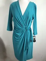 Lennie for Nina Leonard Dress Size M Teal VNeck