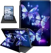 Purple Butterflies Pattern Case for Samsung Galaxy Tab A8 10.5 Inch 2022 Model (SM-X200/X205/X207),BFDHGQZC 360 Degree Rotating Stand Protective Cover with Auto Sleep/Wake,