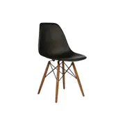 Set of 2 Eames Replica Premium DSW Kitchen Dining Side Chairs - Black Seat/Walnut Legs - Black / Walnut