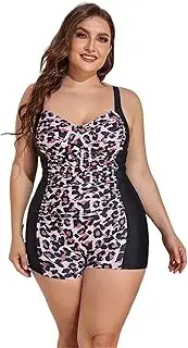 [GDYJP] Plus Size One Piece Swimsuits Boyshort Tummy Control Ruched Plus Size Bathing Suits Retro Swimwear (Color : E, Size : 3X-Large)