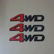 3x Big Red Black 4WD Matte Metal Sticker Badge Emblem Decal Motor Tailgate Turbo (for: MG)