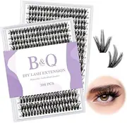 B&Qaugen Lash Clusters DIY Individual Lashes 50D 0.07D 9-16MIX 300 PCS False Eyelash Cluster Volume Lashes Extension 30D 40D 50D D Curl Lash Clusters DIY lash Extensions at Home （MRR-50D-D-9-16 MIX）