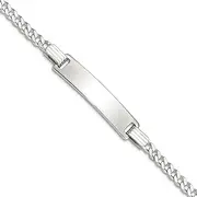 [JewelryWeb] 925 Sterling Silver Lobster Claw Closure Teen ID Bracelet Spring-Ring 6mm Wide Identification-Bracelet