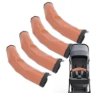 PU Leather Pram Handlebar Covers, Pram Grip Cover, PU Leather Removal and Washing Colonics, Handle Cover, Elastic Non-Gliding Comfortable Baby Pram Accessories for Children