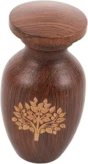 Pet Ashes Pendant Wooden Cremation Box for Dog Cat Memorial Urn Natural Wood Finish and Life Tree Design