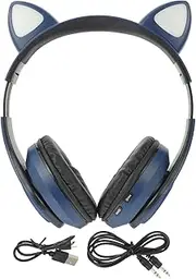 OSALADI Gaming Headphones Cat Ear Design Wireless Headset Led Light up Headphones for Mobile Laptop