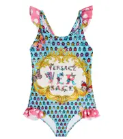 [Versace Kids] Versace Kids Logo printed swimsuit Y 14 multicoloured