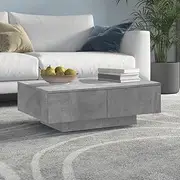 Modern Concrete Grey Coffee Table 90x60x31 cm - Engineered Wood, Stylish and Practical, Perfect for Living Room Décor