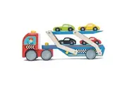 Le Toy Van Motors, Planes Garages Race Car Transporter Set Premium Wooden Toys for Kids Ages 3 Years Up