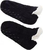 [LIFKOME] 1 Pair Floor Socks Non Slip Socks for Slippers Women Wool Socks Warm Winter Socks for Women Slippers for Women Women's Slippers Non-slip Winter Socks Polyester Black