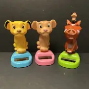Solar Powered Dancing Bobble Head Toys- From Japan - Disney Lion King - Set Of 3