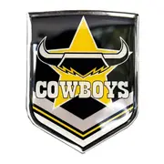 North Queensland QLD Cowboys NRL Lensed Chrome Decal Badge Cars, Bikes, Laptops, Most Things