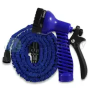 25 Feet 25FT Expandable Flexible Garden Water Hose+Spray Nozzle Blue 200+SOLD