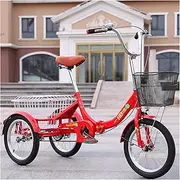 Tricycle for Adults Foldable Adult Tricycle Trike Cruise Bike Mini 16 Inch Wheel Single Speed 3 Wheeled Bicycle with Large Size Basket for Recreation Shopping Exercise, Tricycle