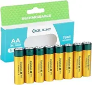 OLIGHT B Pro Rechargeable Ni-MH AA Batteries, 1.2V 2100mAh High Capacity,8 Count Pack Over 300 Cycles
