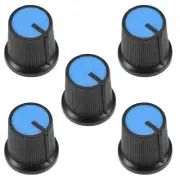 5Pcs Plastic Potentiometer Volume Control Rotary Knob Knurled Shaft Hole Blue