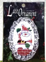 Designs for the Needle Embroidery Kit Santa Down Chimney Lace Ornament 1992 NEW