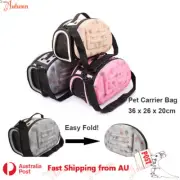 Easy Fold Pet Carrier Bag Cat Dog Foldable Portable Breathable EVA Soft Crate