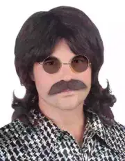 80's Mullet Kit Retro Wig Glasses Fancy Dress Halloween Adult Costume Accessory