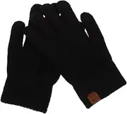 [FOMIYES] 1 Pair Black Knit Thermal Touch Screen Gloves for Winter Warm Cold Weather Gloves for Men Women Smart Device Friendly