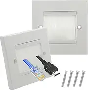 Brush Plate Faceplate for Wall-Mounted Installation, 2 Pack Cable Entry Cover, Brush Wall Plate, Single Gang Brush Panel for Covering Outlets, Receptacles and Tidying Cords for Cables (White)