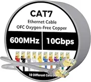 Cat 7 Ethernet Cable 10 FT, 10Gbps High Speed Internet Cord, SFTP Shielded, OFC Pure Copper, CAT7 RJ45 LAN Network Cable Compatible with PC, Laptop, PS5, Xbox Modem, Router, PoE, Grey Cable