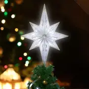 11" 16LED Tree Topper, Bethlehem Star White Plastic Lighted Star Decoration