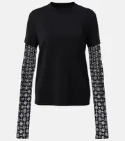 [Givenchy] Givenchy Monogram 72 Glitter layered cotton T-shirt AU 8 black