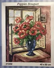 Printed needlepoint tapestry Canvas Only Orchidea 40x50 Cm Poppies Bouquet