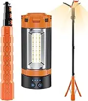 Outdoor Camping Lights | LED Retractable Light with Stand - 10000mAh Rechargeable Dimmable Flashlight, Extendable Work Lamp, Tripod Worklights for Field