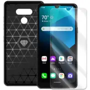 Grade A+ Screen Protector + Carbon Fiber Case for LG Xpression Plus 3 LM-K400AK