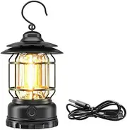 Clearhill Rechargeable Camping Lanterns, Portable LED Tent Light with Stepless Dimming, Waterproof Vintage Design, 360° Illumination, USB-C Fast Charging, Indoor & Outdoor Decor