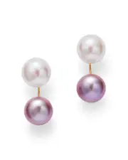 Bloomingdale's Fine Collection Cultured Freshwater Pink Pearl Front-Back Earrings in 14K Yellow Gold