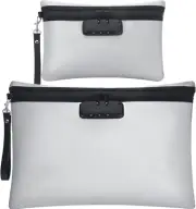 Fireproof Document Bag with Lock 2 Pcs Portable Notary Bag with Zipper Closure S