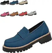 [Generic] Bootara Women's Plus Size Casual Retro Suede Loafers, Bootara Loafers Women with Chunky Heel Platform, Comfortable Casual