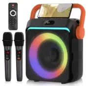 Bluetooth Speaker Karaoke Machine for Kids & Adults with 2 Microphones Portable