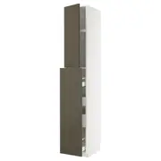 METOD / MAXIMERA hc w p-o func 1dr/4drw, white/Havstorp brown-beige, 40x60x240 cm