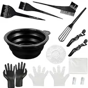Mauts Hair Dye Coloring Set, Hair Tinting Mixing Brush Folding Bowl,Ear Cover Mixing Spoon Hair Clips Gloves and Disposable Shawl，DIY Salon
